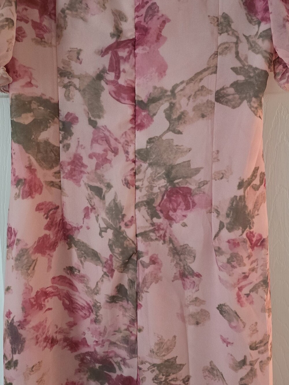 Ladies Pink Floral Maxi Dress - Elegant High Neck - Picture 6 of 10